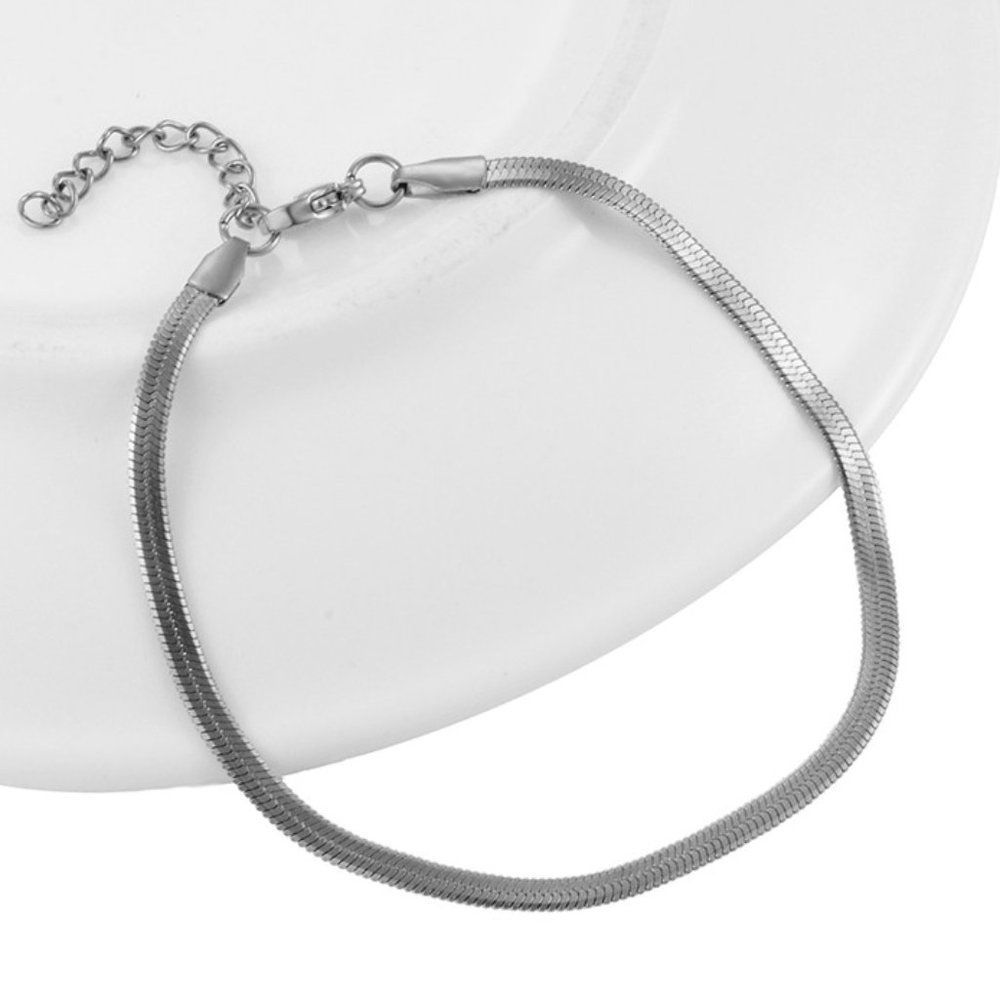 Silver Adjustable Snake Chain Bracelet Herringbone Bracelet Bangle 6-9 Inch